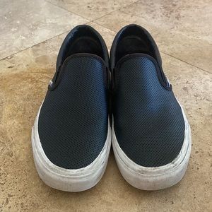 VANS black leather slip on